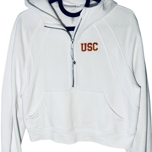 Lululemon x USC Trojans Scuba Oversized White 1/2 Zip Hoodie Size XS/S - Picture 6 of 10
